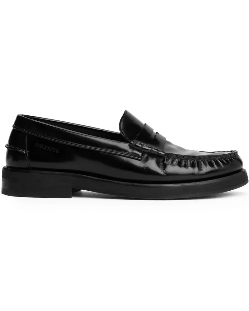 Tommy Hilfiger Loafer aus glänzendem Glattleder in Schwarz