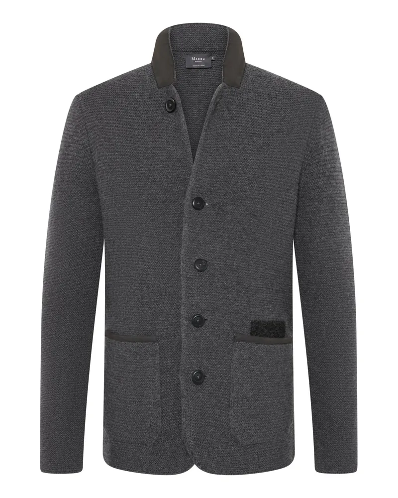 Maerz Trachtenstrickjacke aus Schurwolle mit Kragenbesatz in Grau