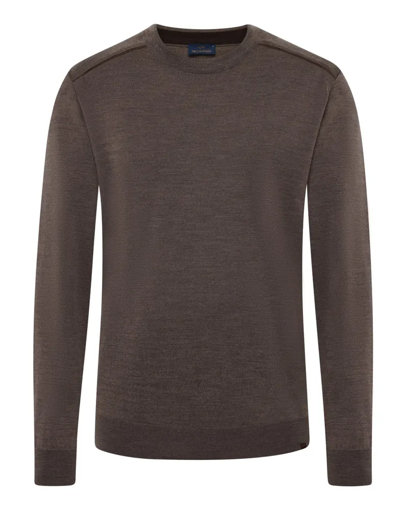 Paul & Shark Rundhalspullover aus reiner Wolle in Braun