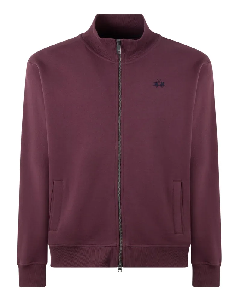 La Martina Sweatjacke mit Zip und Eingrifftaschen, Regular in Bordeaux