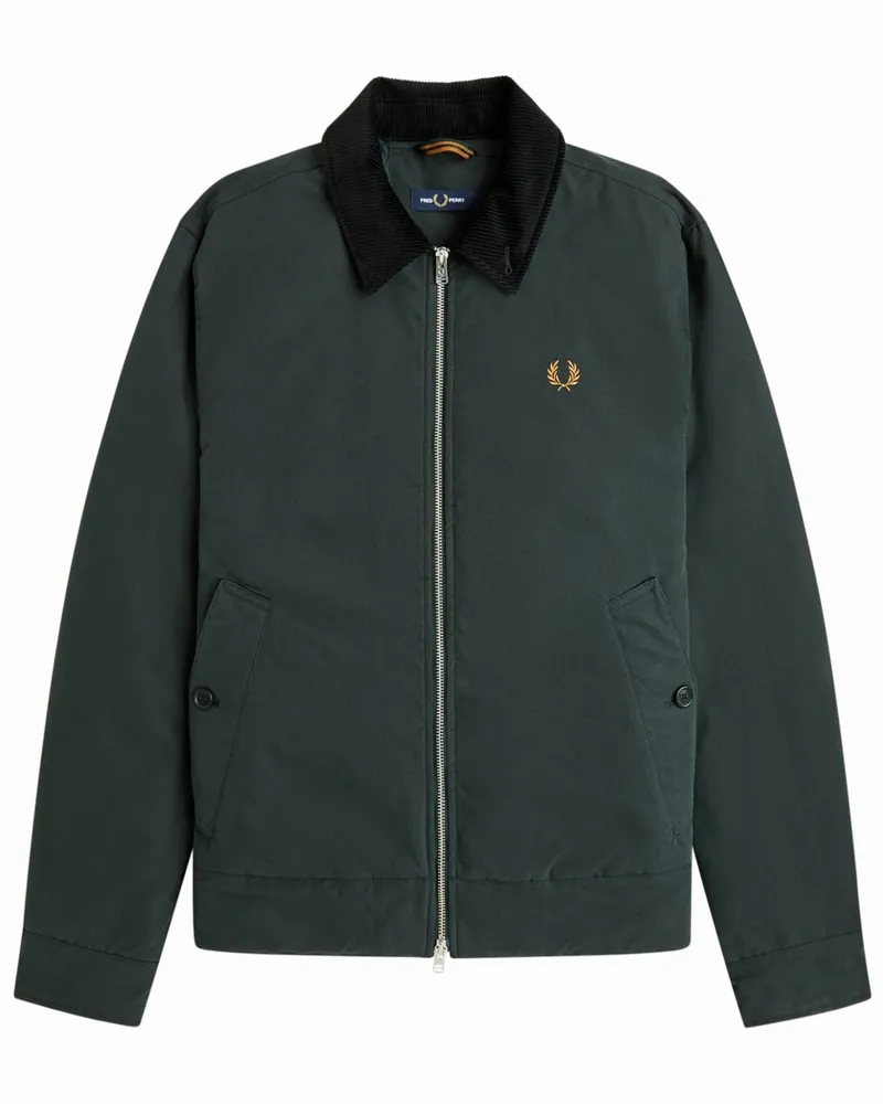 Fred Perry Leicht wattierte Übergangsjacke mit Cordkragen in Dunkelgrün