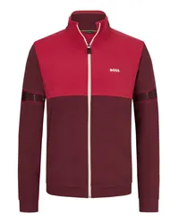 HUGO BOSS Sweatjacke mit Kontrast-Details und Logo-Print Berry