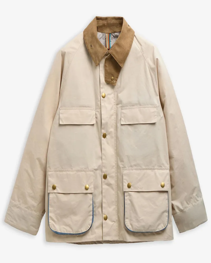 Barbour Paul Smith loves Barbour Wachsjacke Bedale mit Cord-Details in Beige