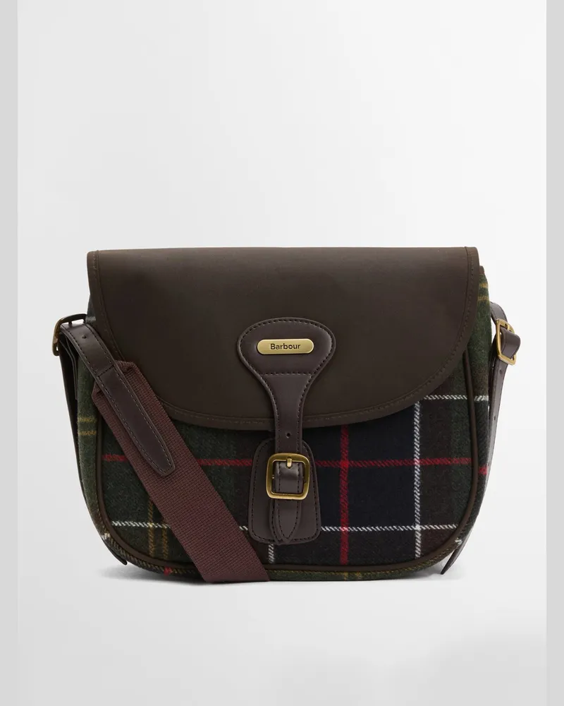 Barbour Damen-Umhängetasche Cromarty mit Tartanmuster in Oliv
