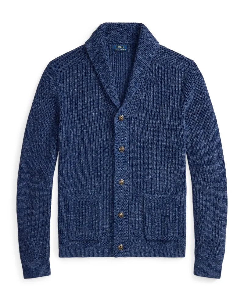 Ralph Lauren Strickjacke aus Baumwolle mit Schalkragen in Blau