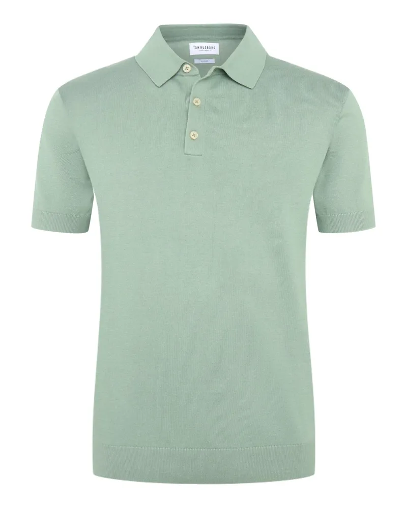 Tom Rusborg Unifarbenes Poloshirt aus Baumwolle mit gerippten Bündchen in Grün