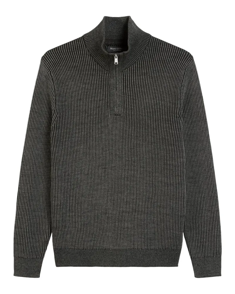 Marc O'Polo Strick-Troyer aus einem Bi-Color-Wollgemisch, Regular Fit in Anthrazit