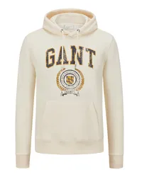 Gant Hoodie mit großem Label-Print auf der Brust Offwhite