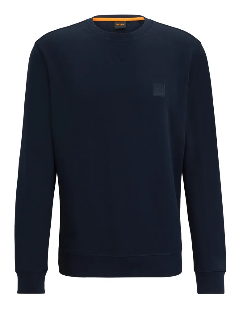 HUGO BOSS Sweatshirt mit O-Neck und V-Einsatz am Kragen in Marine