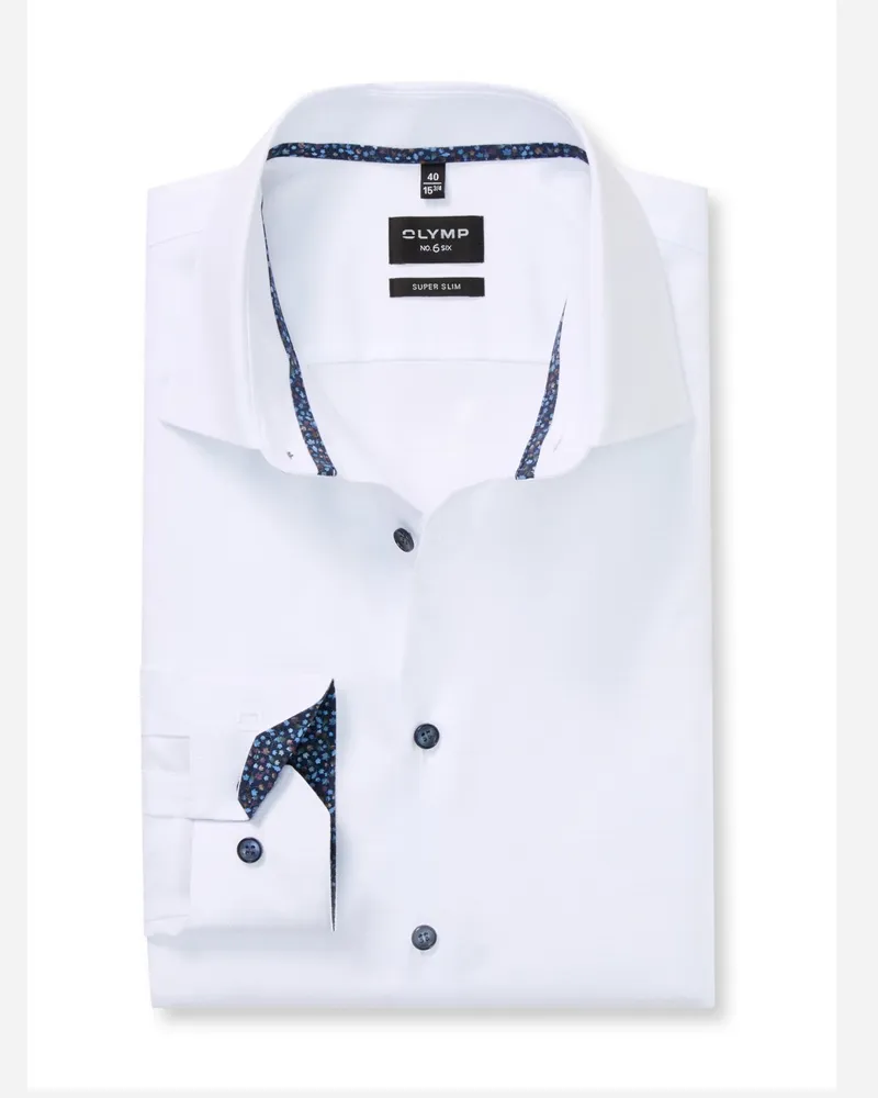 Olymp No. Six, Super Slim Fit, Bügelleichtes Hemd mit Stretch in Weiß