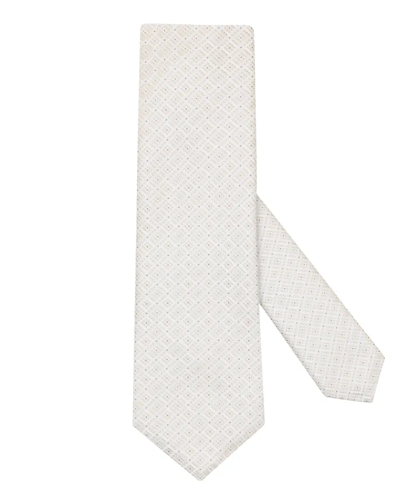 HUGO BOSS Seidenkrawatte mit dezentem Muster in Offwhite
