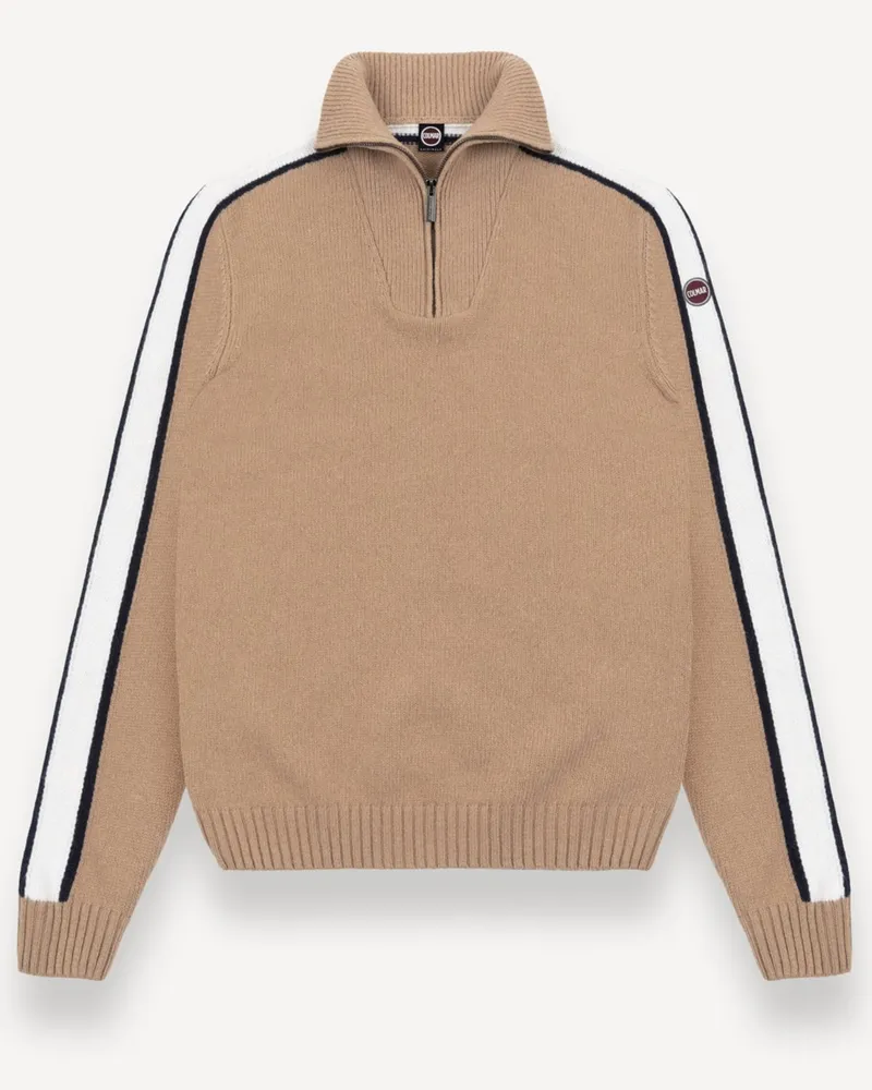 Colmar Troyer aus einem Woll-Mix mit Kontraststreifen an den Ärmeln in Beige