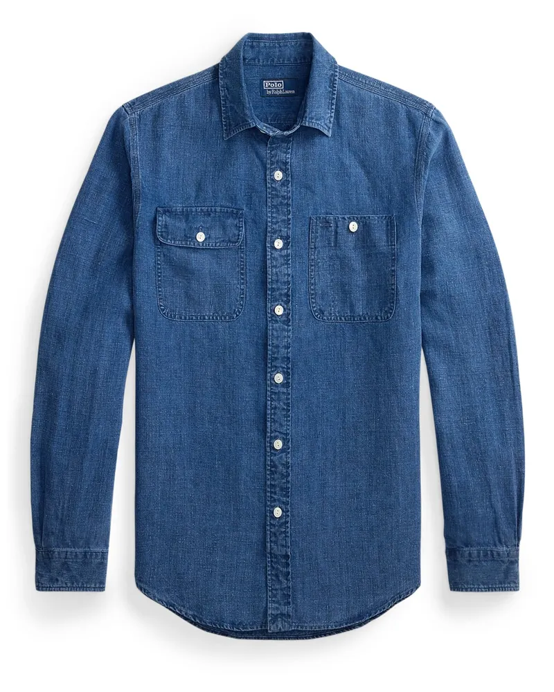 Ralph Lauren Jeanshemd aus Leinen mit Brusttaschen, Classic Fit in Denim