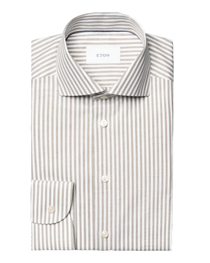 Eton Hemd aus Baumwolle mit Streifenmuster, Slim Fit in Beige