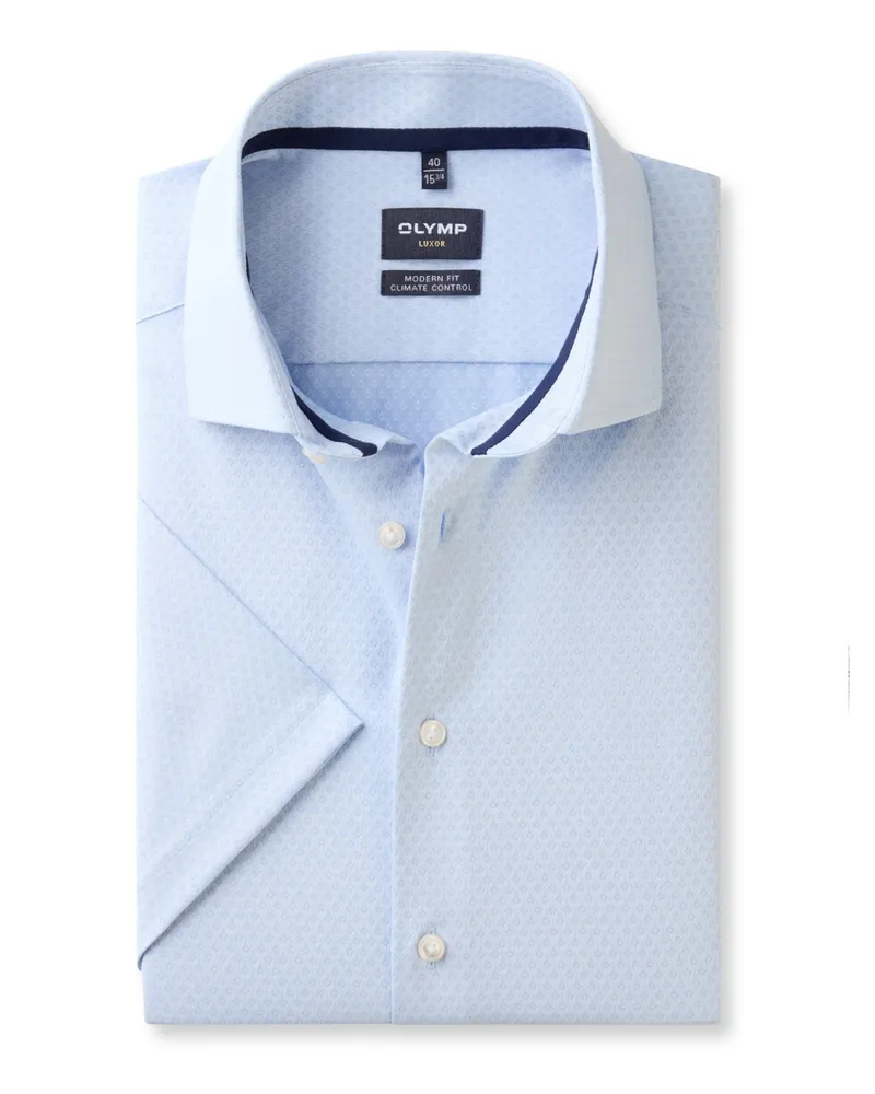 Olymp Luxor, Modern Fit, Kurzarmhemd in Stretch-Qualität in Hellblau