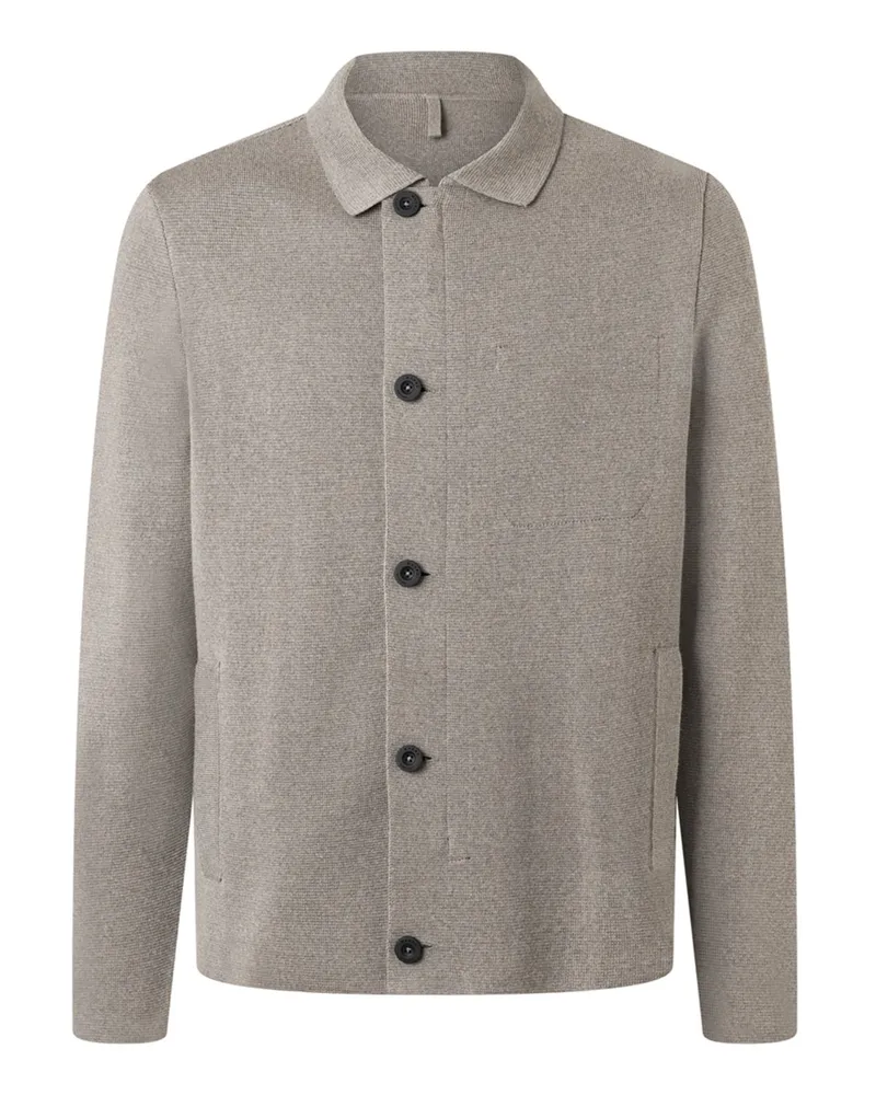 Maerz Strickjacke Milano aus Premium Garn-Merinowolle mit Eingrifftaschen in Sand