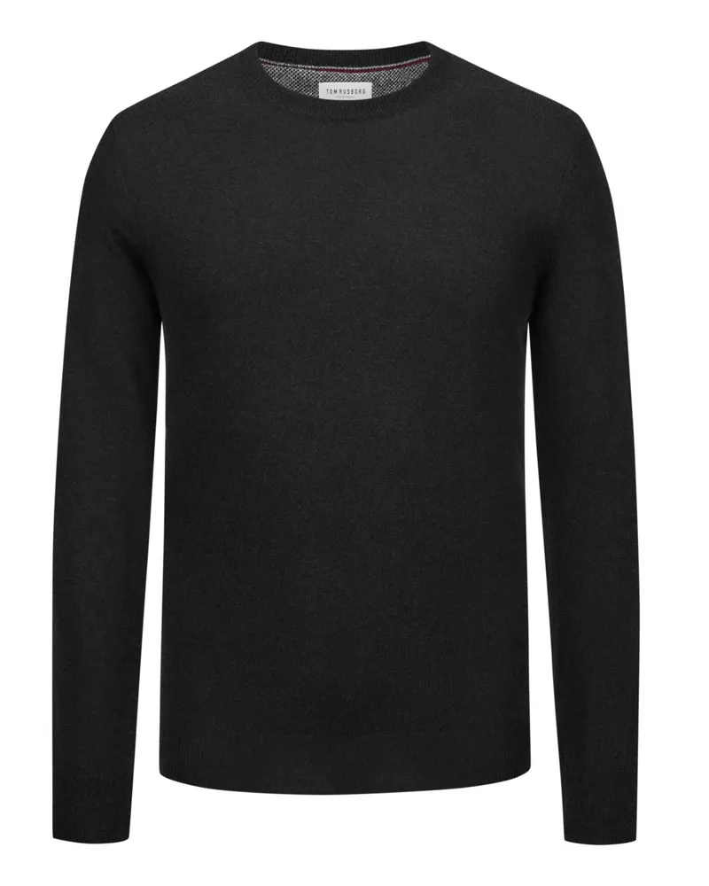 Tom Rusborg Softer Pullover aus Merinowolle und Kaschmir mit O-Neck in Schwarz