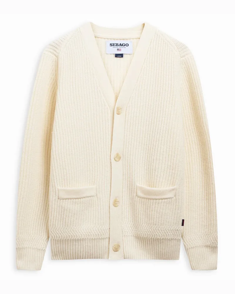 Sebago Grobstrickjacke Chandler aus einem Woll-Mix in Offwhite