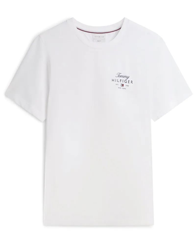 Tommy Hilfiger T-Shirt aus Baumwolle mit Label-Print, Regular Fit in Weiß