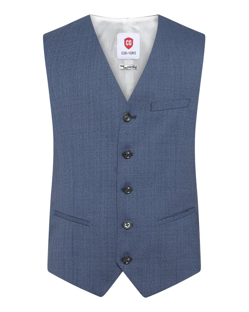 CG Anzugweste aus Schurwolle mit feiner Struktur, Slim Fit in Mittelblau