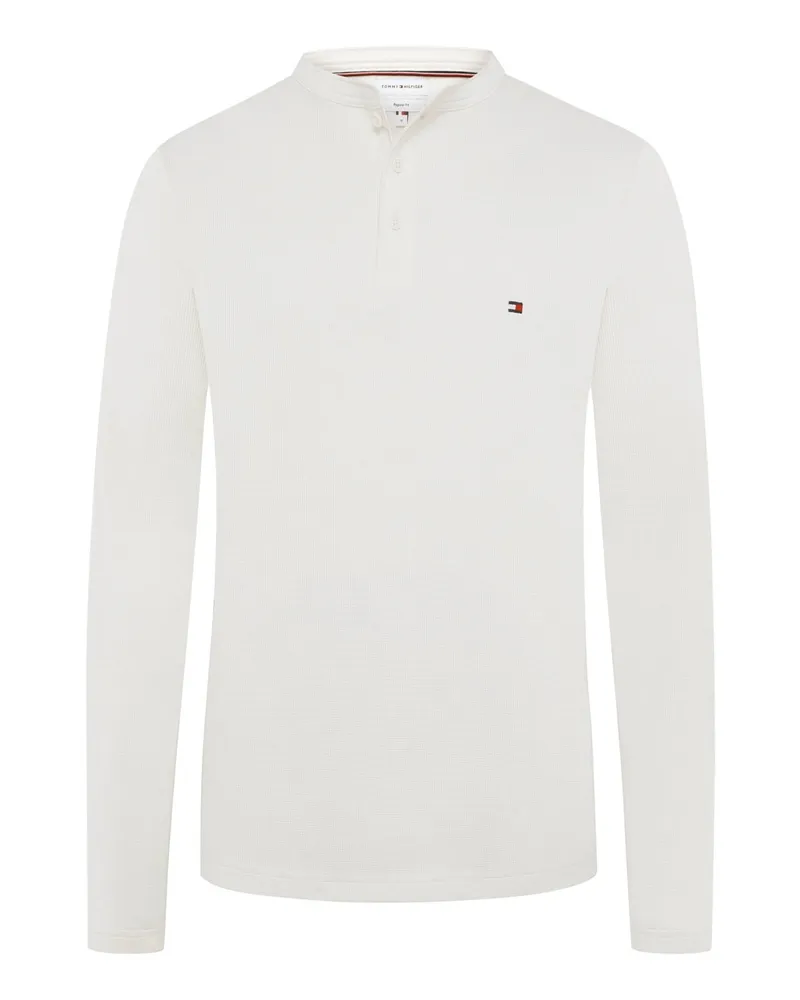 Tommy Hilfiger Baumwoll-Longsleeve mit Stretch und Waffelstruktur, Regular Fit in Offwhite