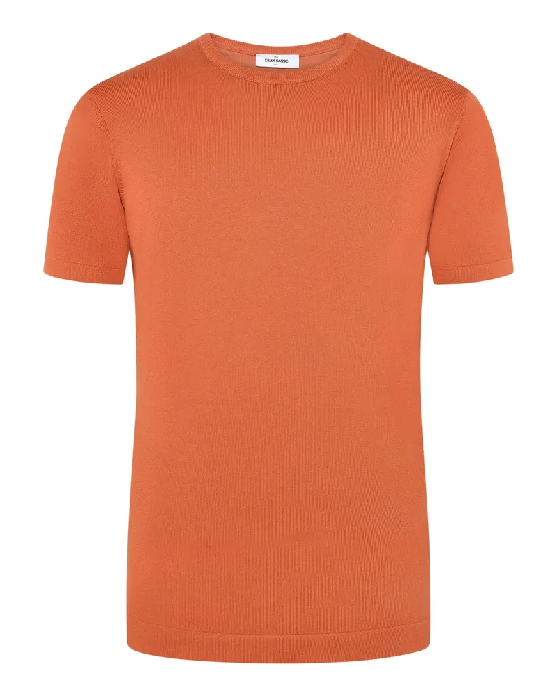 Gran Sasso Leichtes Strick T-Shirt aus ägyptischer Baumwolle in Orange