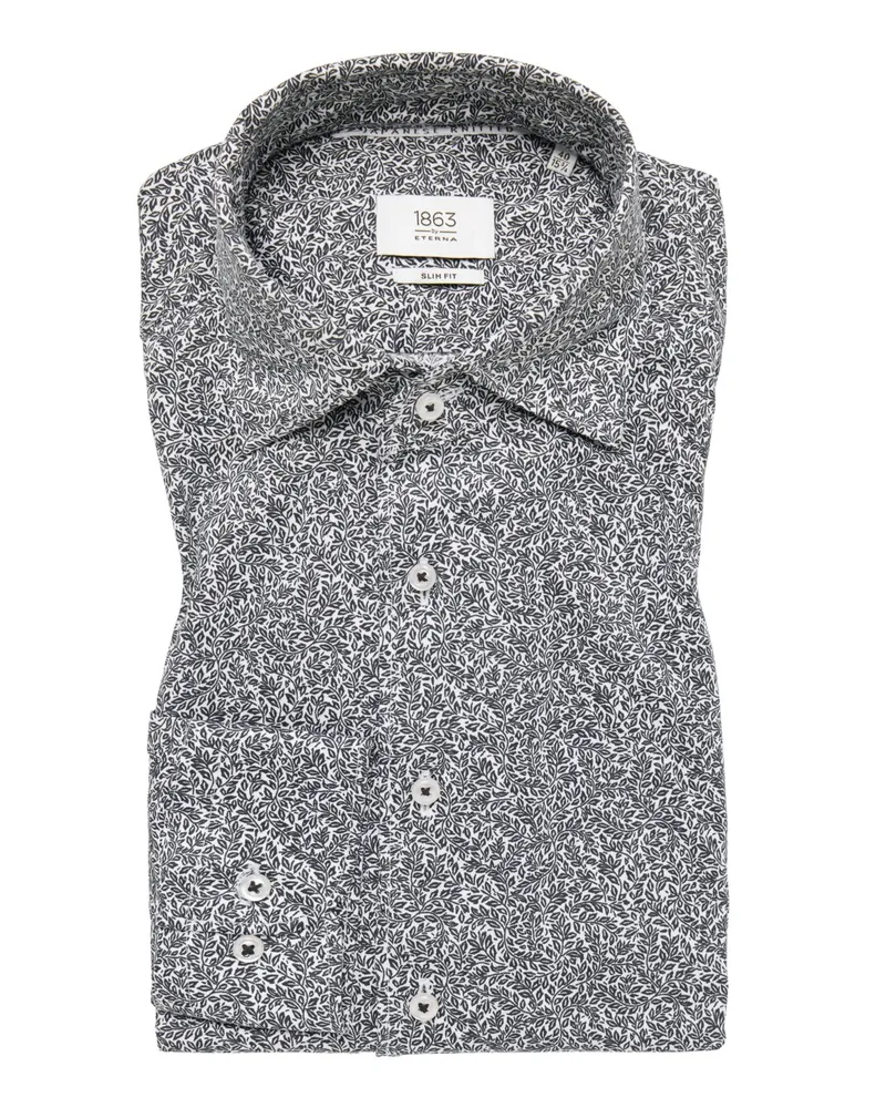 Eterna Jerseyhemd in Japanese Knitted-Qualität, Slim Fit in Schwarz