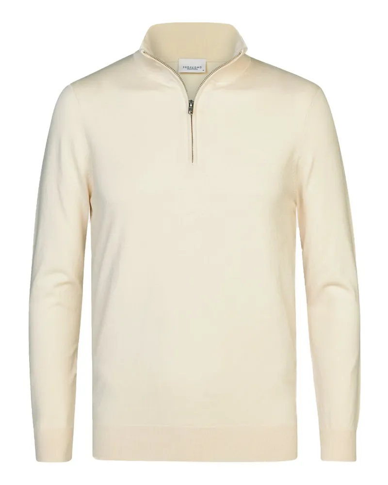 Profuomo Jersey Troyer mit Lyocell und Seide in Offwhite