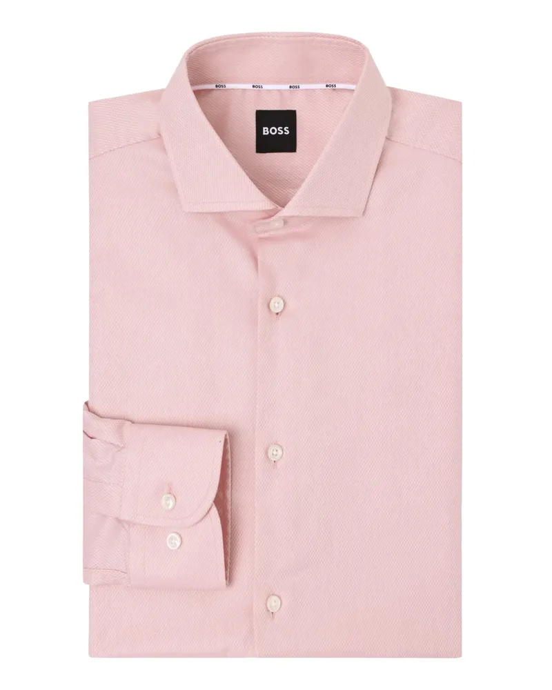 HUGO BOSS Strukturiertes Hemd mit Haifischkragen, Slim Fit in Rosenrot