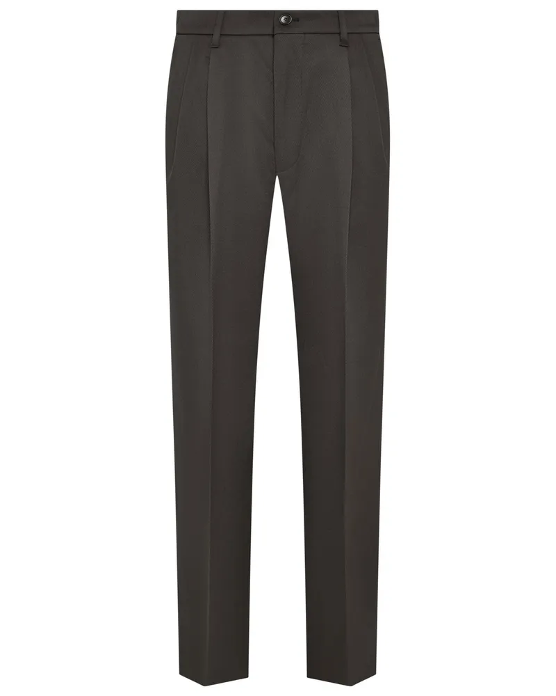 Drykorn Bundfaltenhose Leek in Twill-Qualität, Relaxed Fit in Dunkelbraun