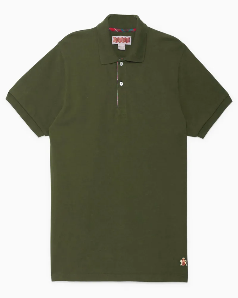Baracuta Unifarbenes Piqué-Poloshirt aus Baumwolle in Grün