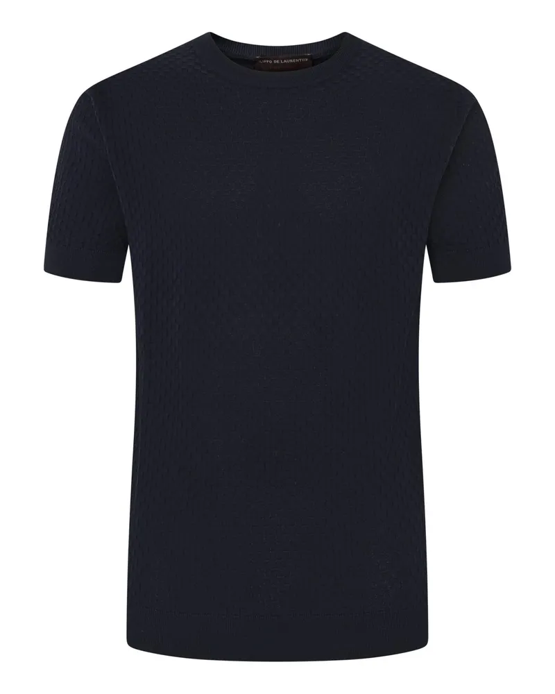Filippo de Laurentiis Leichtes Strick-T-Shirt in Crepes-Struktur in Marine
