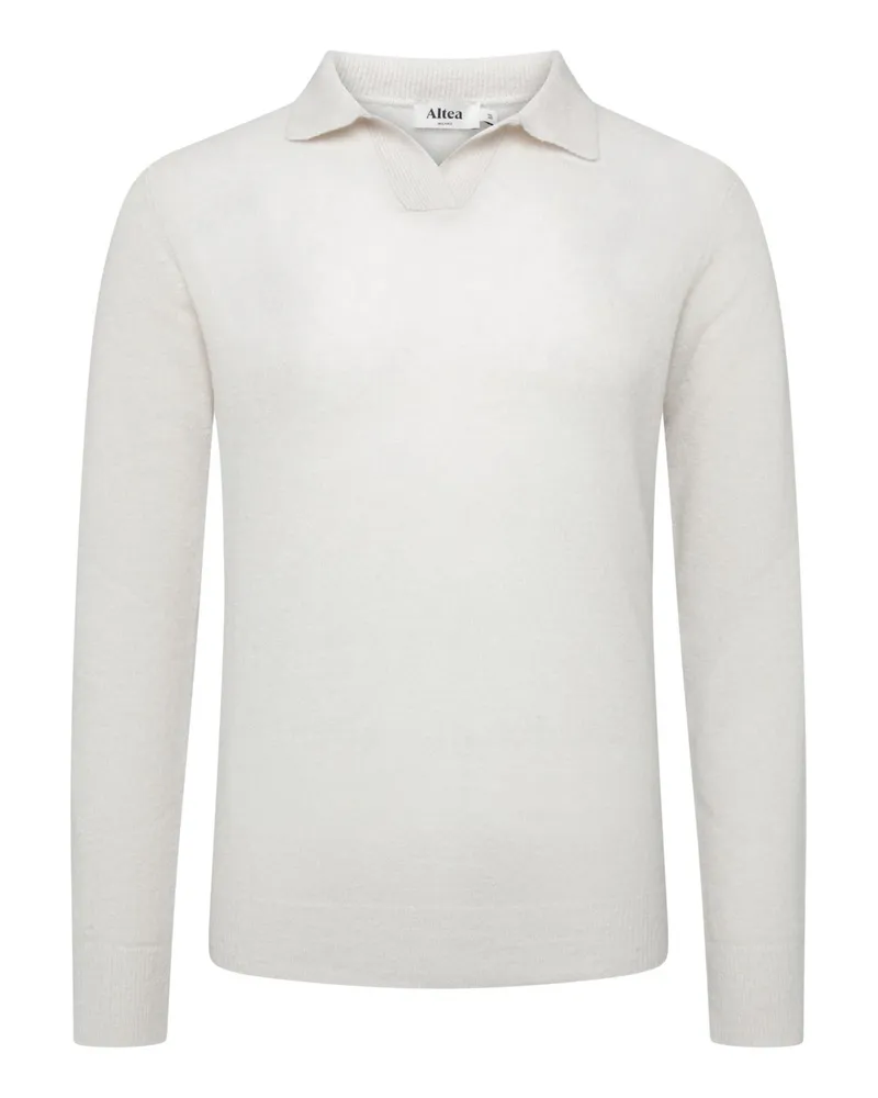 Altea Softer Pullover mit Variokragen aus einem Wolle-Kaschmir-Mix in Offwhite