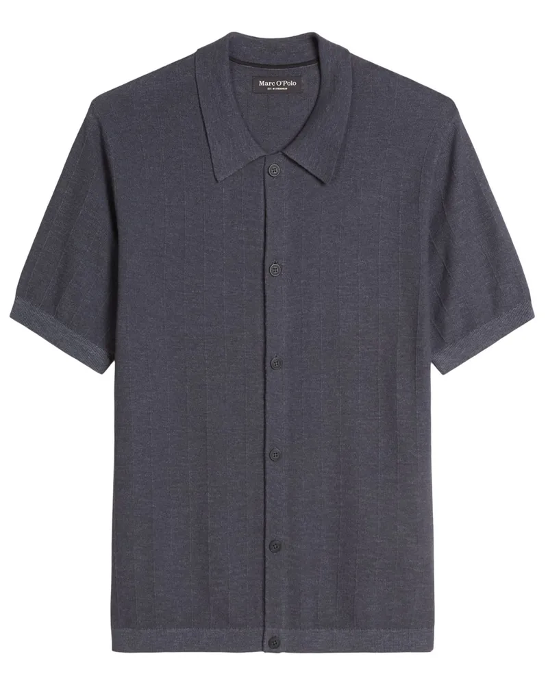 Marc O'Polo Garment Dyed Strick-Kurzarmhemd mit Schattenstreifen in Blau
