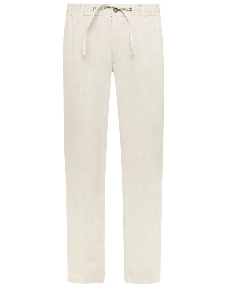 Tom Rusborg Sommerliche Leinenhose mit elastischem Bund und Kordelzug in Beige