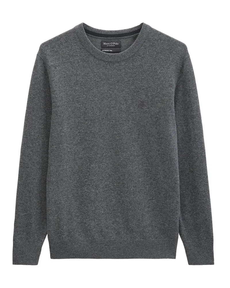 Marc O'Polo Leichter Glattstrick-Pullover aus einem Bio Baumwolle-Schurwollmix, Regular Fit in Grau
