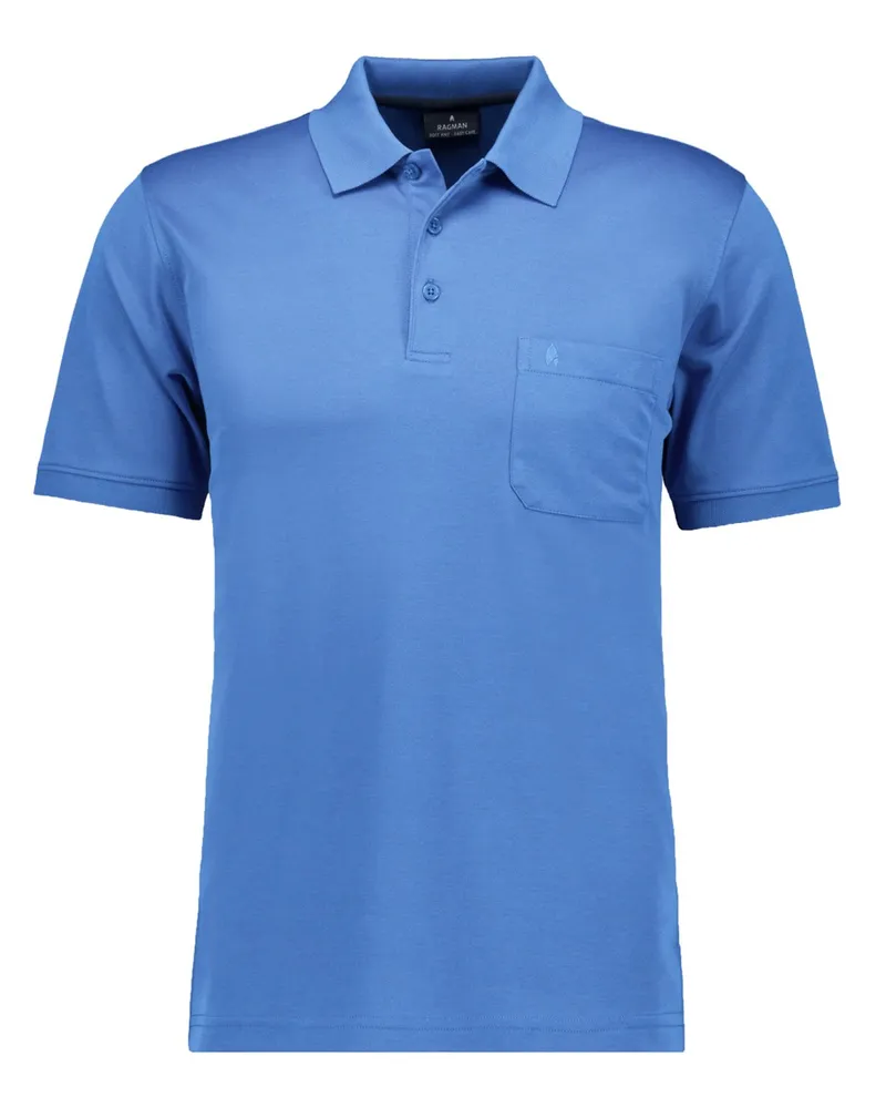 Ragman Glattes Poloshirt mit Brusttasche und Logo-Stickerei in Königsblau