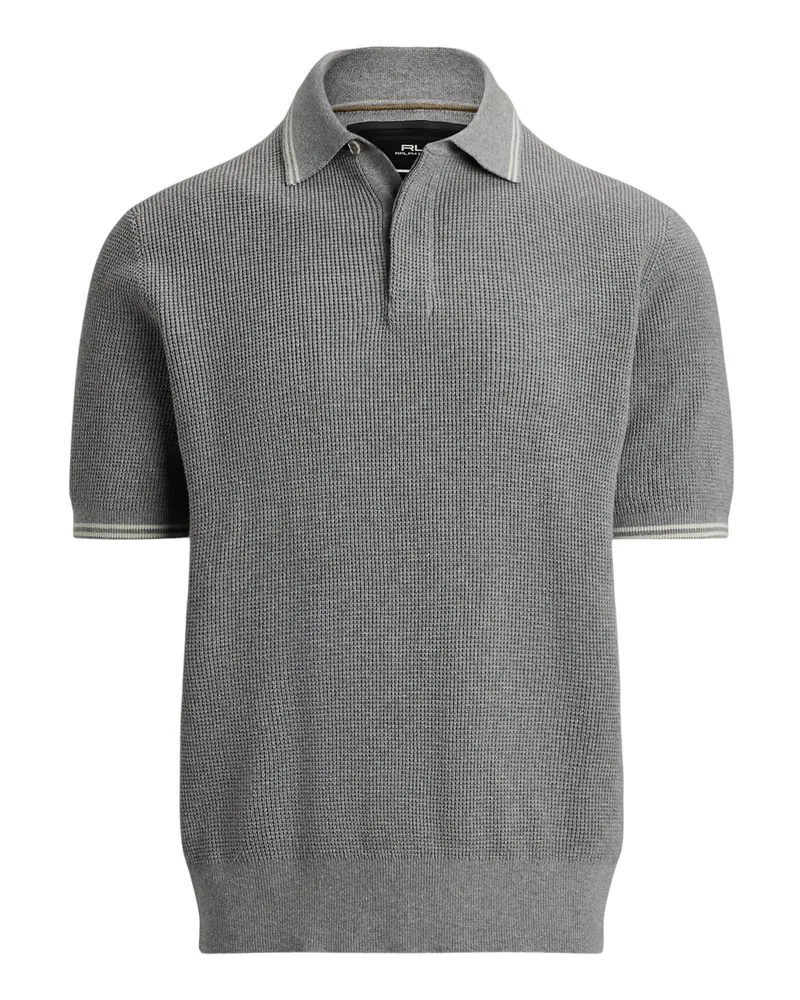 Ralph Lauren Strick-Poloshirt in Sweat-Qualität mit verdeckter Knopfleiste in Grau