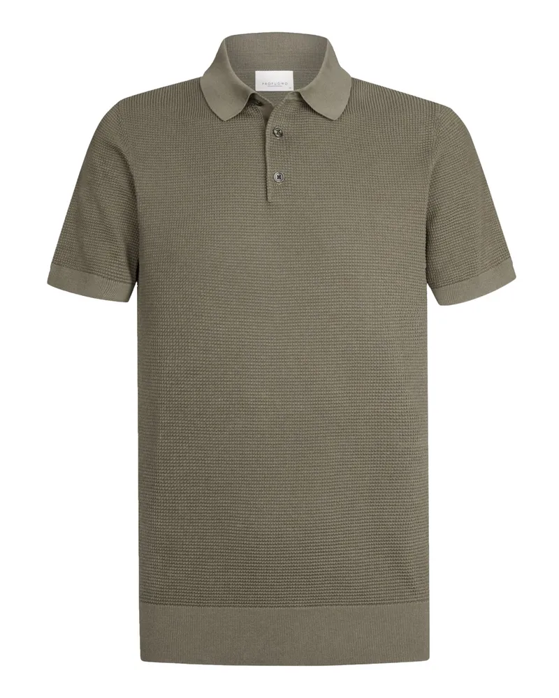 Profuomo Unifarbenes Strick-Poloshirt in Reiskornstruktur in Braun