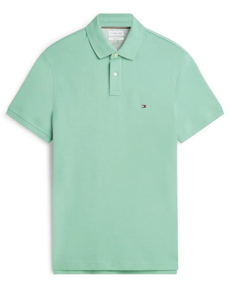 Tommy Hilfiger Unifarbenes Poloshirt 1985 und kleiner Flag-Stickerei, Regular Fit in Mint