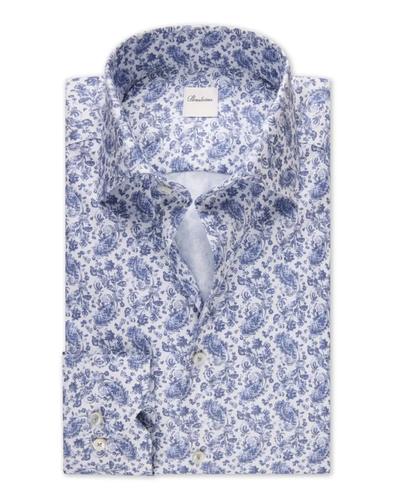 Stenströms Hemd aus Twofold Super Cotton mit Paisley-Print, Regular Fit in Hellblau