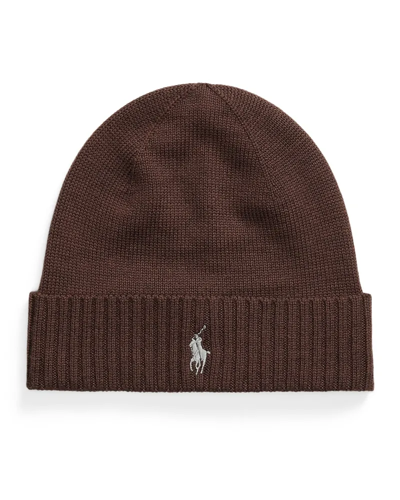 Ralph Lauren Mütze aus maschinenwaschbarer Merinowolle in Braun