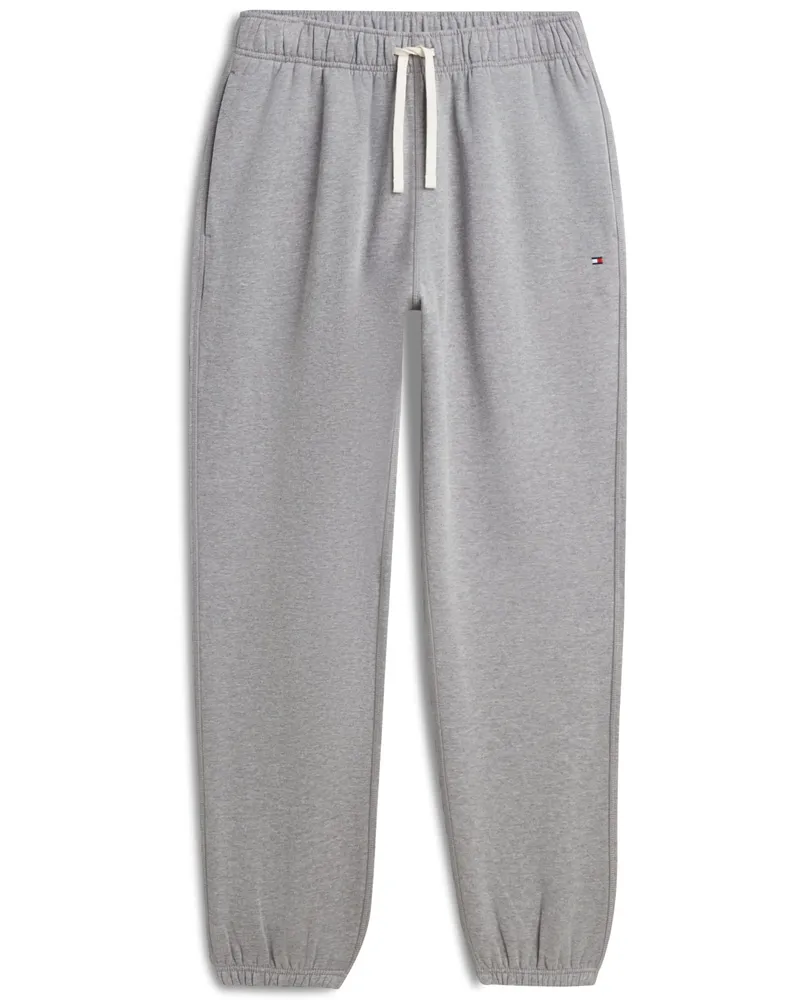 Tommy Hilfiger Softe Fleece-Jogginghose mit kleiner Flag-Stickerei in Grau