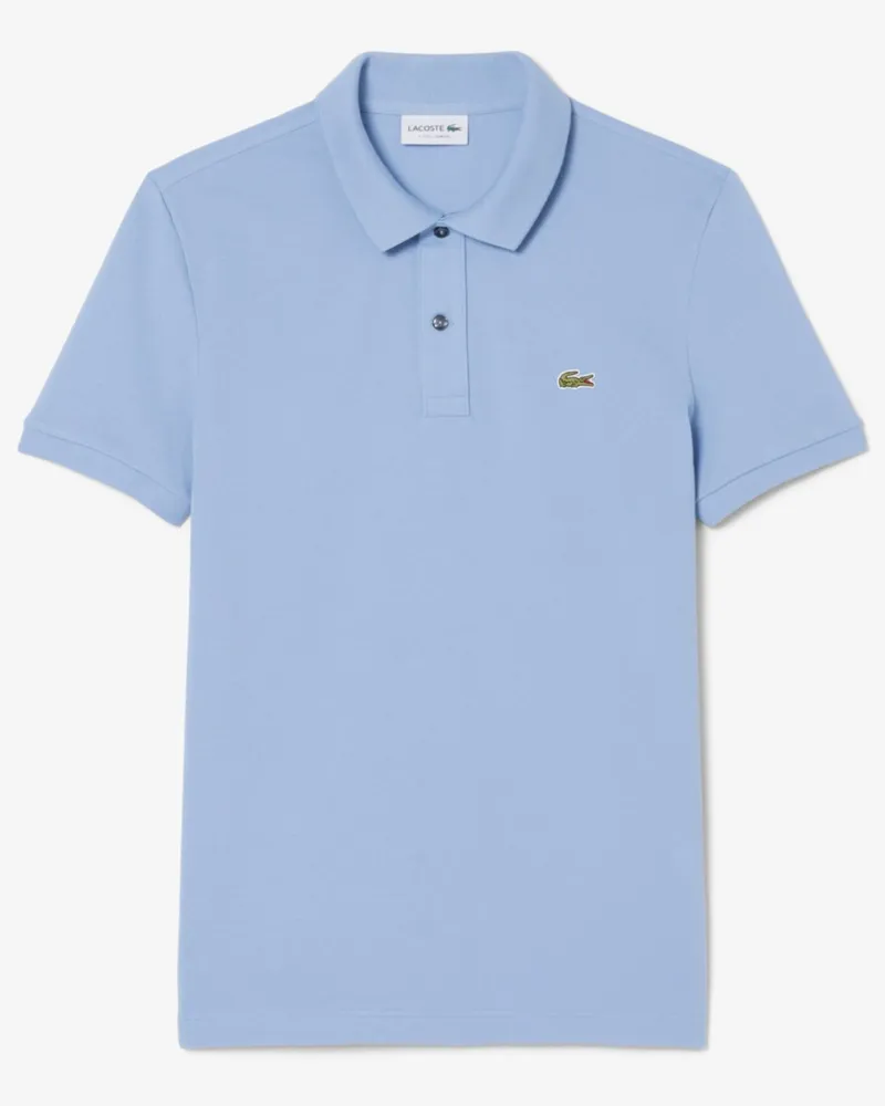Lacoste Piqué-Poloshirt mit kleiner Krokodil-Stickerei, Slim Fit in Blau