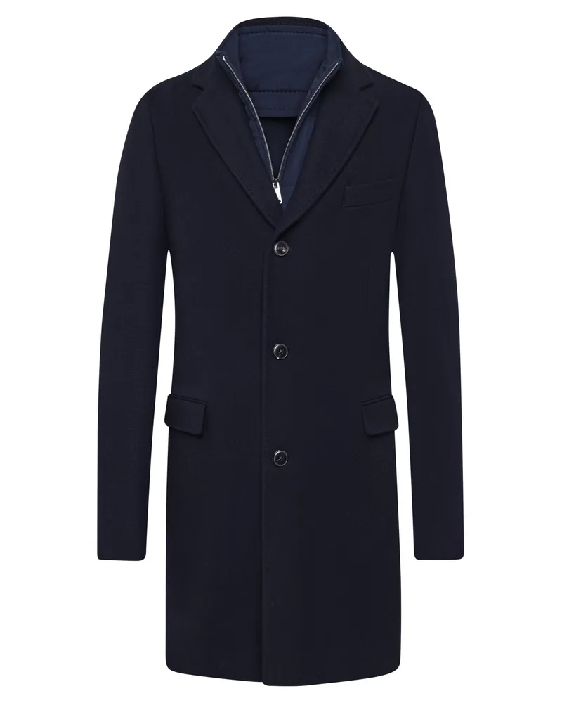 Hackett Wollmantel mit Kaschmir und heraustrennbarer Blende, Regular in Marine