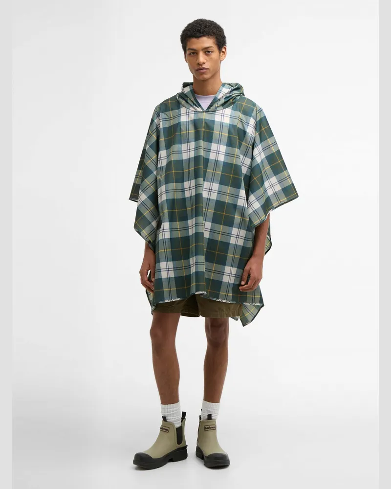 Barbour Regenfester Poncho mit Tartan-Muster in Grün