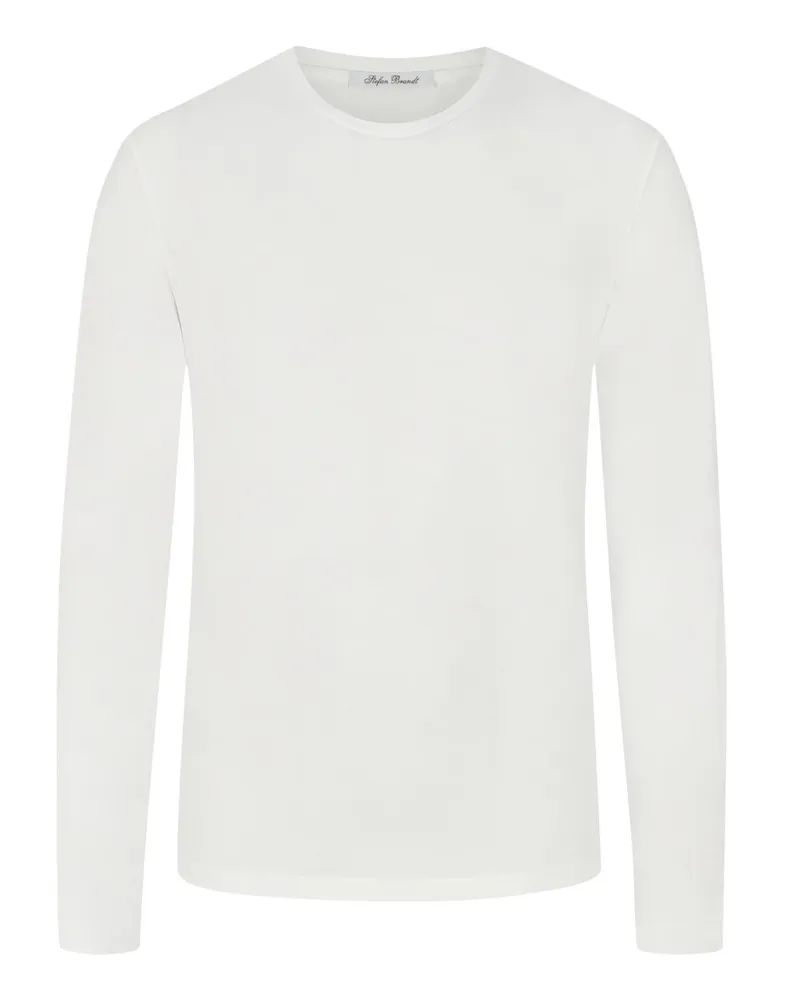 Stefan Brandt Unifarbenes Longsleeve in Jersey-Qualität in Weiß