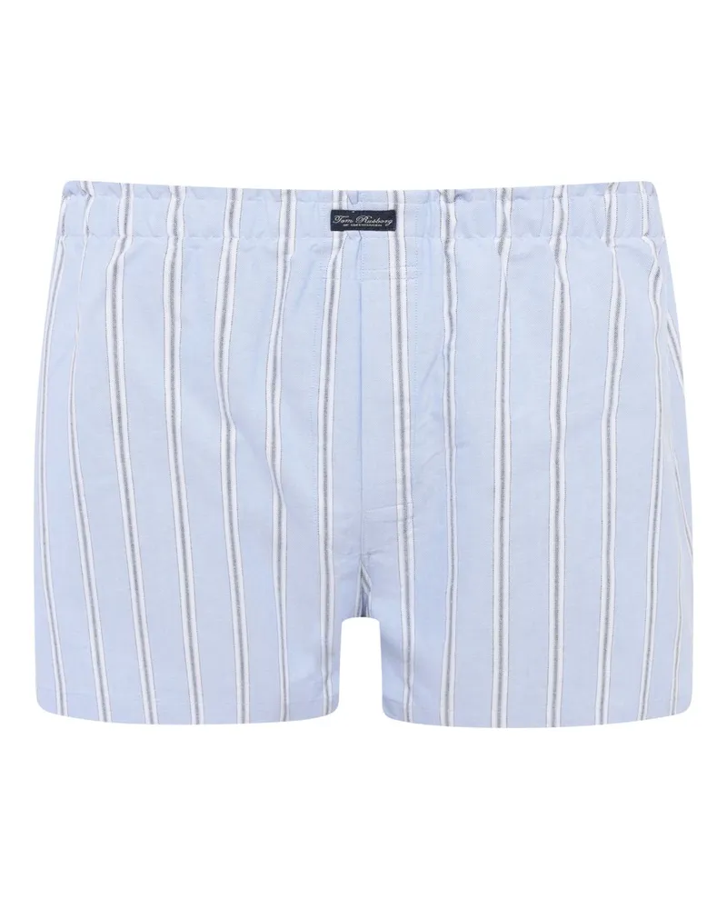 Tom Rusborg Gestreifte Boxershorts aus Baumwolle mit elastischem Bund in Blau