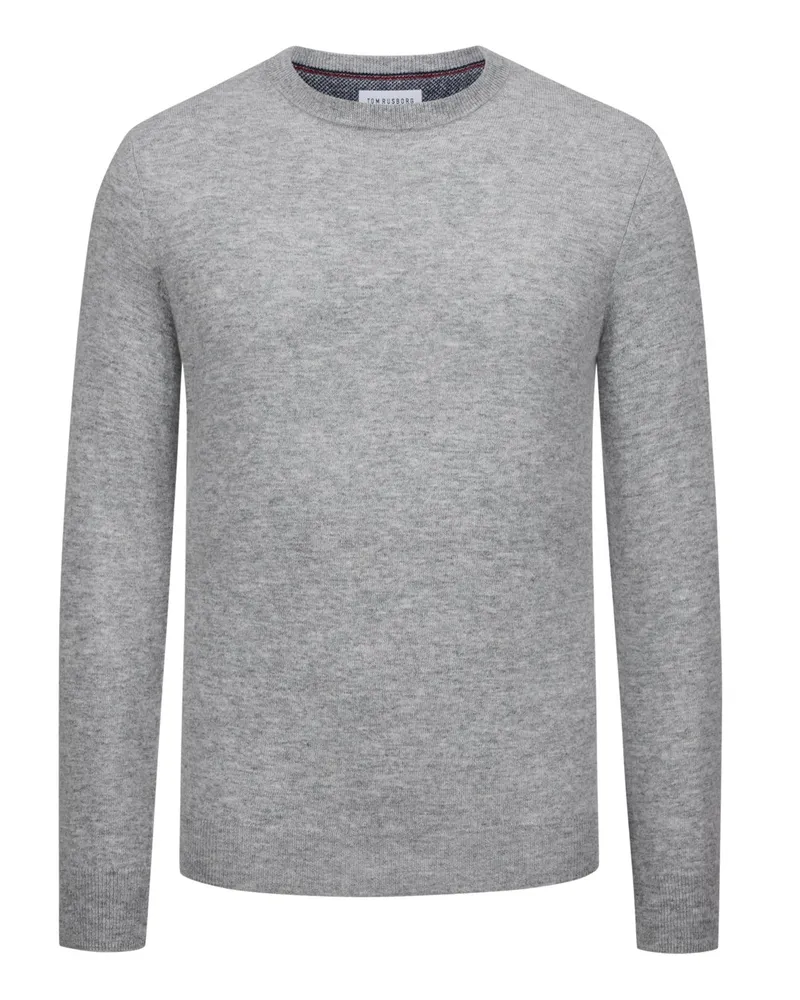 Tom Rusborg Softer Pullover aus Merinowolle und Kaschmir mit O-Neck in Silber