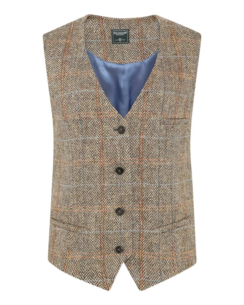 Wellington of Bilmore Damen-Anzugweste Lea aus Harris Tweed mit Fischgrätmuster in Beige